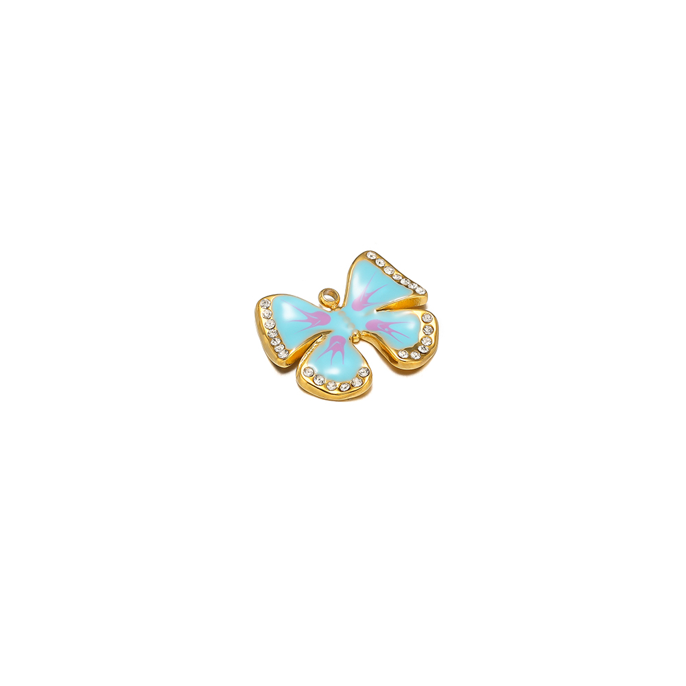 Butterfly Pendant Necklace - 5 adet Emaye Kelebek Charms Paslanmaz
