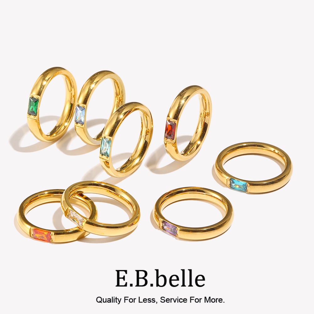 Birthstone Ring Set - E.B.belle 18 K Altın Kaplama Parlak