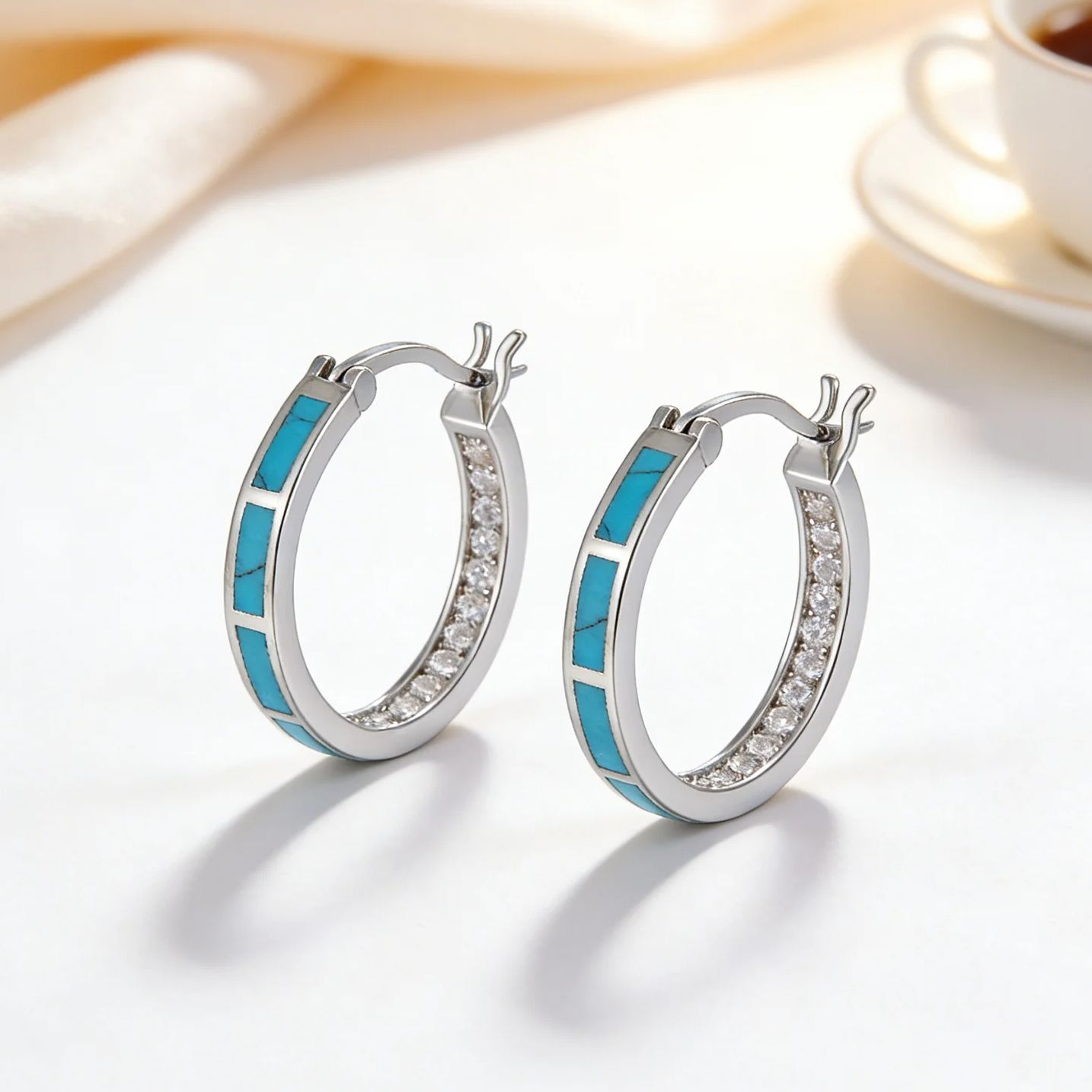 Turquoise Stone Ring - Kadınlar için Hipoalerjenik Turkuaz ve Zirkon