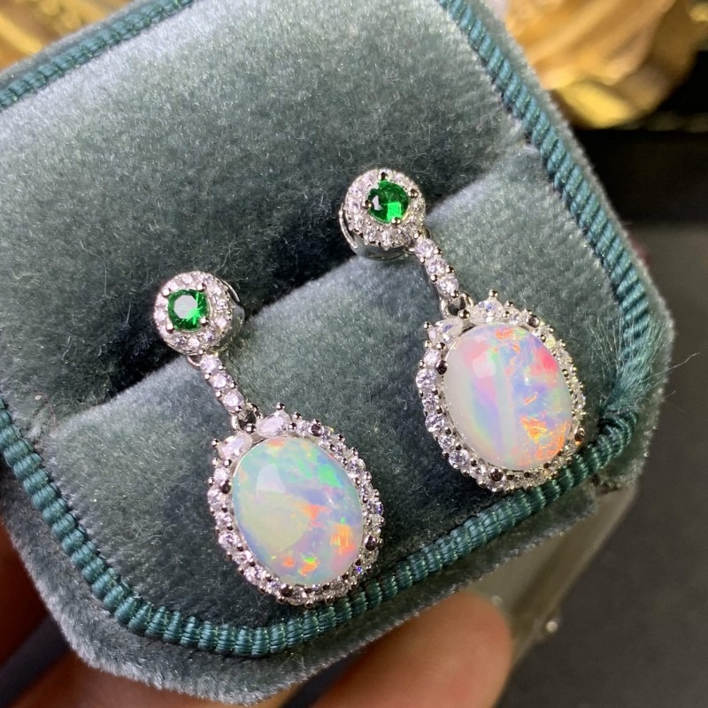 Opal Earrings Dangle - 925 ayar gümüş Opal küpe basit