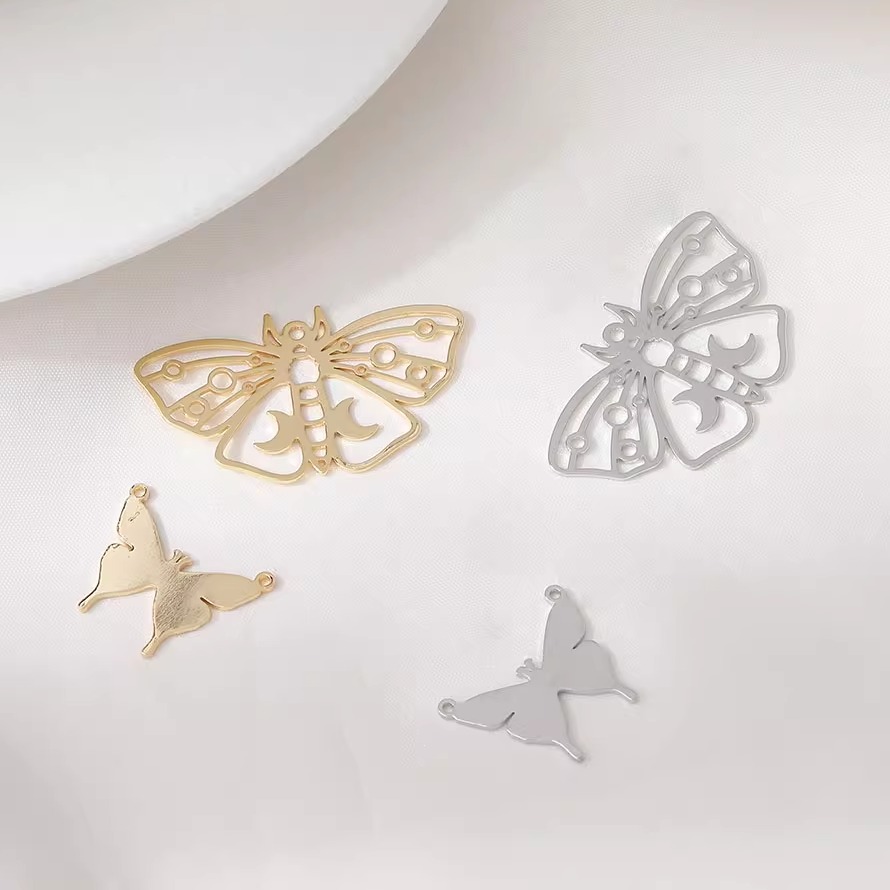 Butterfly Pendant Necklace - 6 adet 14K altın kaplama levha