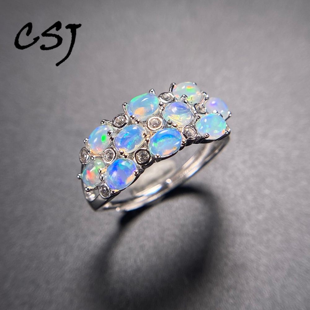 Birthstone Ring Set - Zarif Doğal Beyaz Opal Yüzükler 925