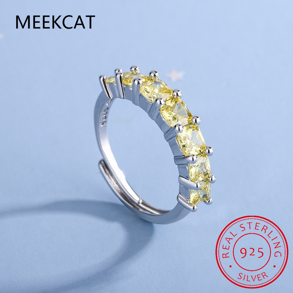 Birthstone Ring Set - Prenses Kesim Doğal Sarı Sitrin 925