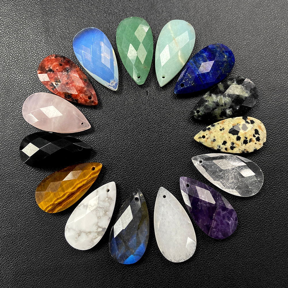 Opal Earrings Dangle - Doğal su damlası kolye labradorit Opal