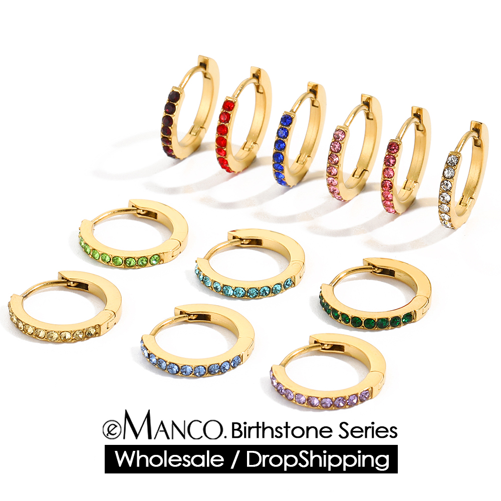 Birthstone Ring Set - EMANCO Rhinestone Sade Paslanmaz Çelik Doğum
