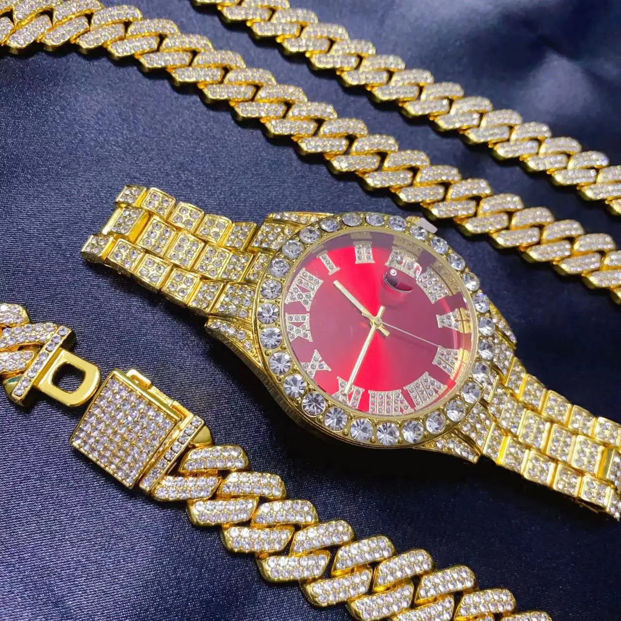 Icebox Jewelry Watches - Erkekler için 3 Parça Hip Hop