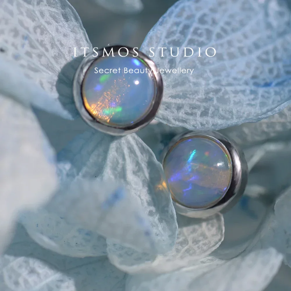 Opal Earrings Dangle - ITSMOS Doğal Taş Opal 6mm Yuvarlak