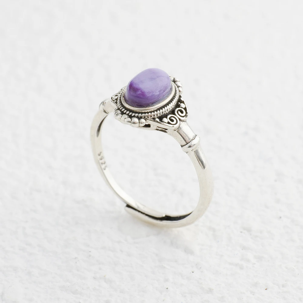 Birthstone Ring Set - Katı 925 Gümüş Yüzük Ayarlanabilir Çiçek