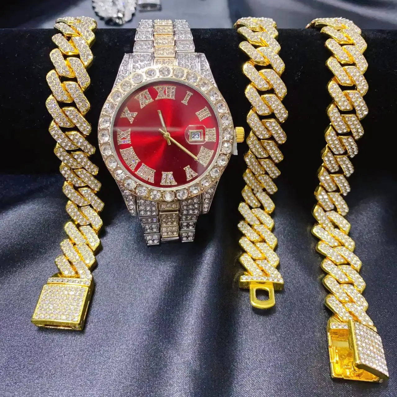 3 Parça Hip Hop Takvimli Saat  - Icebox Jewelry Watches incelemesi ve fiyatı