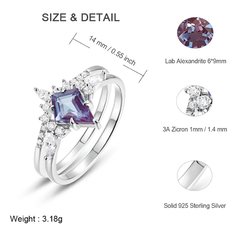 ALLNOEL Uçurtma Kesim 0.91ct A - Birthstone Ring Set incelemesi ve fiyatı
