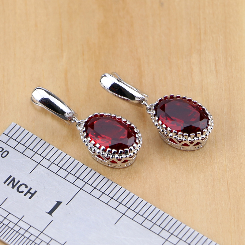 Doğal 925 gümüş takı kırmızı B - Birthstone Ring Set incelemesi ve fiyatı