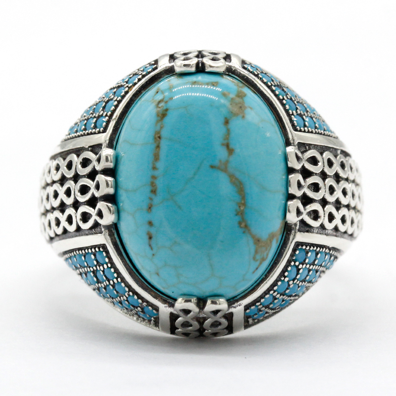 Doğal turkuaz taş yüzük erkekl - Turquoise Stone Ring incelemesi ve fiyatı