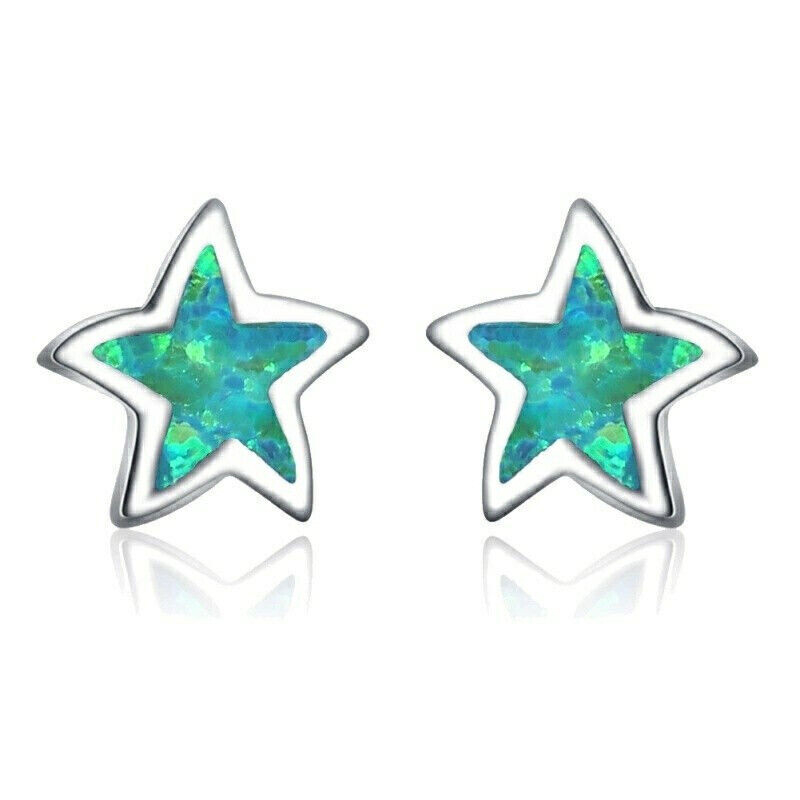 1 çift yeşil/mavi/beyaz Pentag - Opal Earrings Dangle incelemesi ve fiyatı