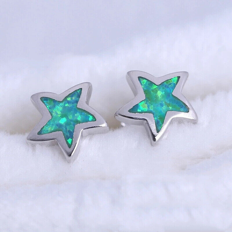 1 çift yeşil/mavi/beyaz Pentag - Opal Earrings Dangle incelemesi ve fiyatı