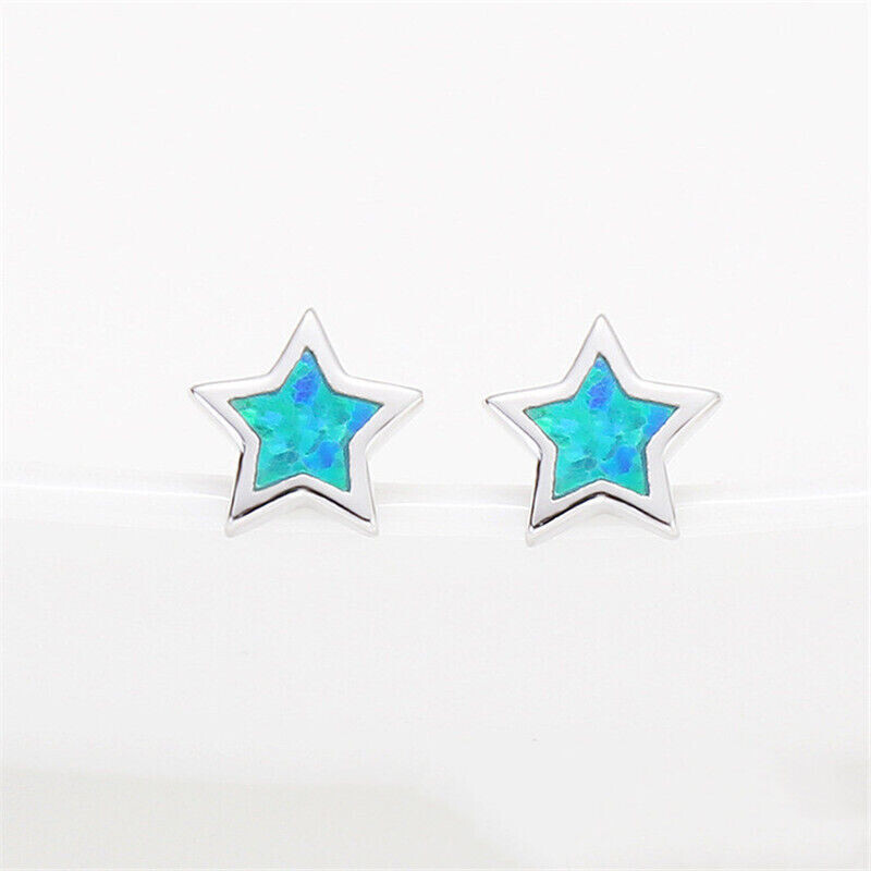 1 çift yeşil/mavi/beyaz Pentag - Opal Earrings Dangle incelemesi ve fiyatı