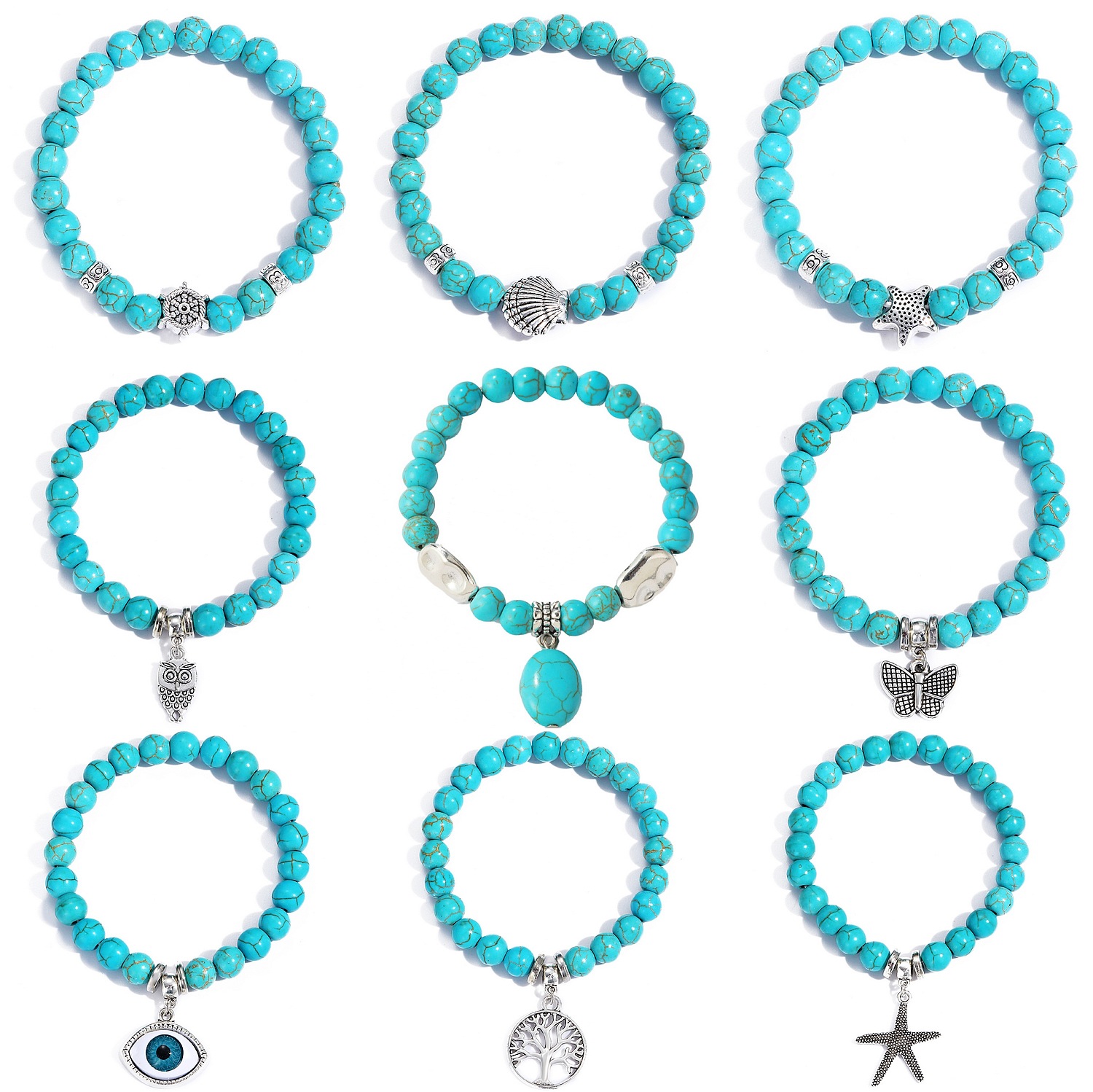 Çeşitli şekiller mavi turkuaz  - Turquoise Stone Ring incelemesi ve fiyatı