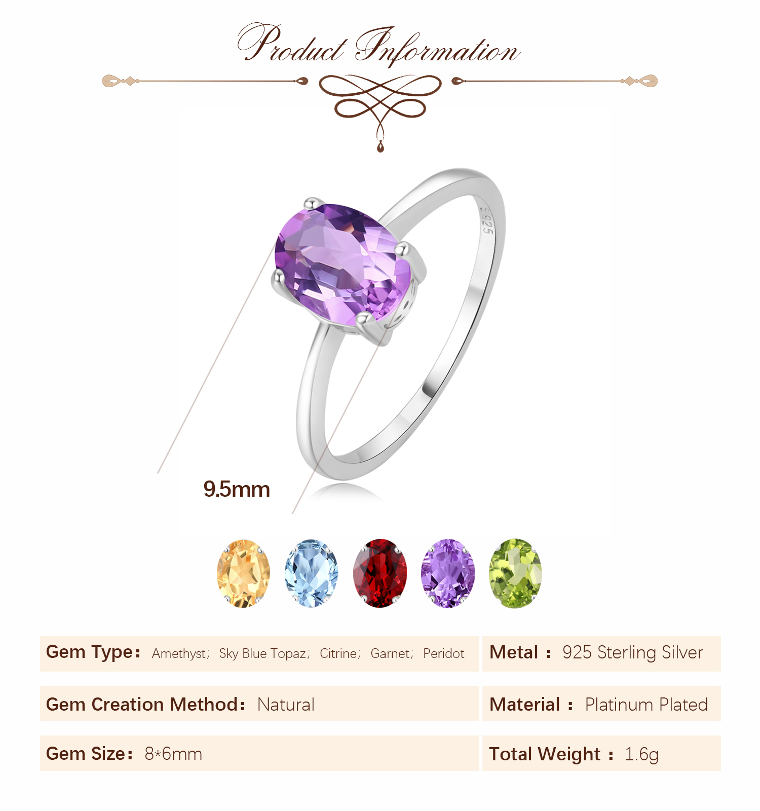 Potiy Doğal 1.45ct Garnet Sitr - Birthstone Ring Set incelemesi ve fiyatı